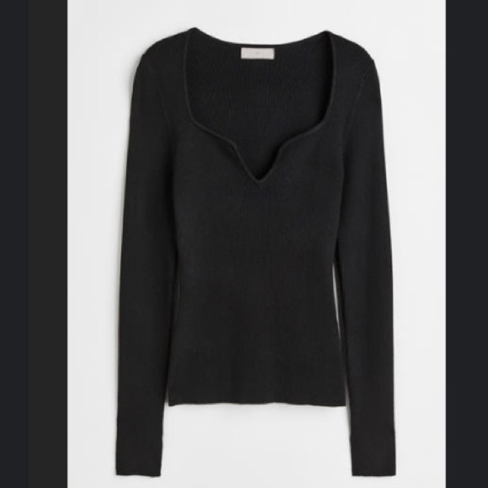Rib-knit Black top